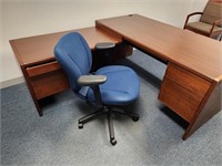 2 tier work desk w/ matching computer desk wood