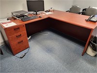 Work desk, shelf and file cabinet modern wood