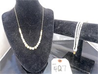 14K GOLD AND PEARL NECKLACE AND BRACELET