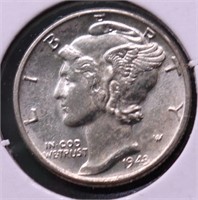 1943 MERCURY DIME AU