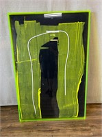 Large Green Plastic Translucent Frame Abstract Art