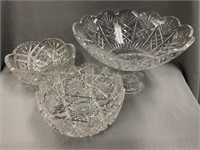 Crystal and Pattern Glass Center Bowls