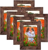 WF6978  CRUGLA 4x6 Picture Frame Set of 7, Brown