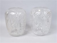 Pair of Large Polish Cut & Etched Crystal Vases