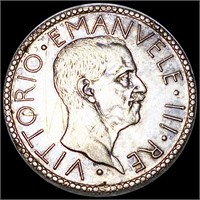 1927-A Italian Silver 20 Lire CLOSELY UNC