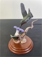 Hand-Sculpted Hummingbird Figurine & Pedestal