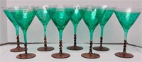 Green Ornate Martini Glasses 8 pc