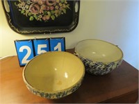2 POTTERY BOWLS BOTH WITH CRACKS