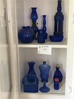 12 pc cobalt and pressed blue glass items