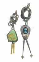 (2) Navajo Silver Tested & Turquoise Bolo’s