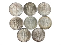 8 $4 Face Silver Higher Grade Walking Liberty