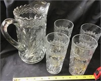 Pressed Glass Water Set