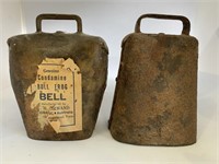 Pair of Cow Bells. One with a partial label