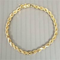 14k gold rope chain bracelet 7"L, 3.6 grams