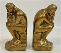 NICE PAIR OF SOLID BRASS THINKING MAN BOOK ENDS