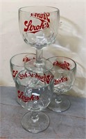 Stroh’s Set Of 4 Beer Pilsner Cups Pub Glasses