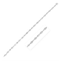 Sterling Silver Marquise Leaf Motifs Anklet