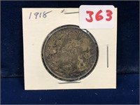 1918 Canadian Silver fifty cent piece