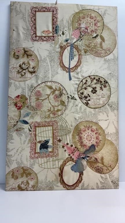 29x49 Embroidered fabric panel, machine