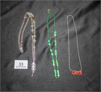 Decorative Necklaces; Silver; Green