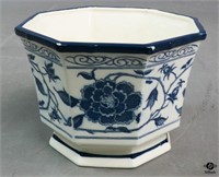 Lefton Blue & White Ceramic Planter