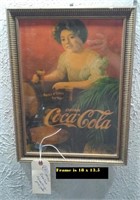 18 x 13.5 framed Coca Cola advertising print sign