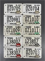 Ten Tennessee Motorcycle Dealer Tags