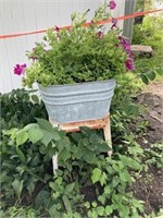 Wash Tub on Stand with Flowers