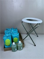 Camp Potty Chair, Soap, Baby Wipes
