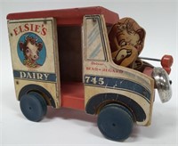 Vintage Elsie's Dairy Wooden Bell Toy Truck