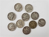 10ct Mercury Silver Dimes