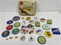 Riley’s Toffee Tin and badges lot