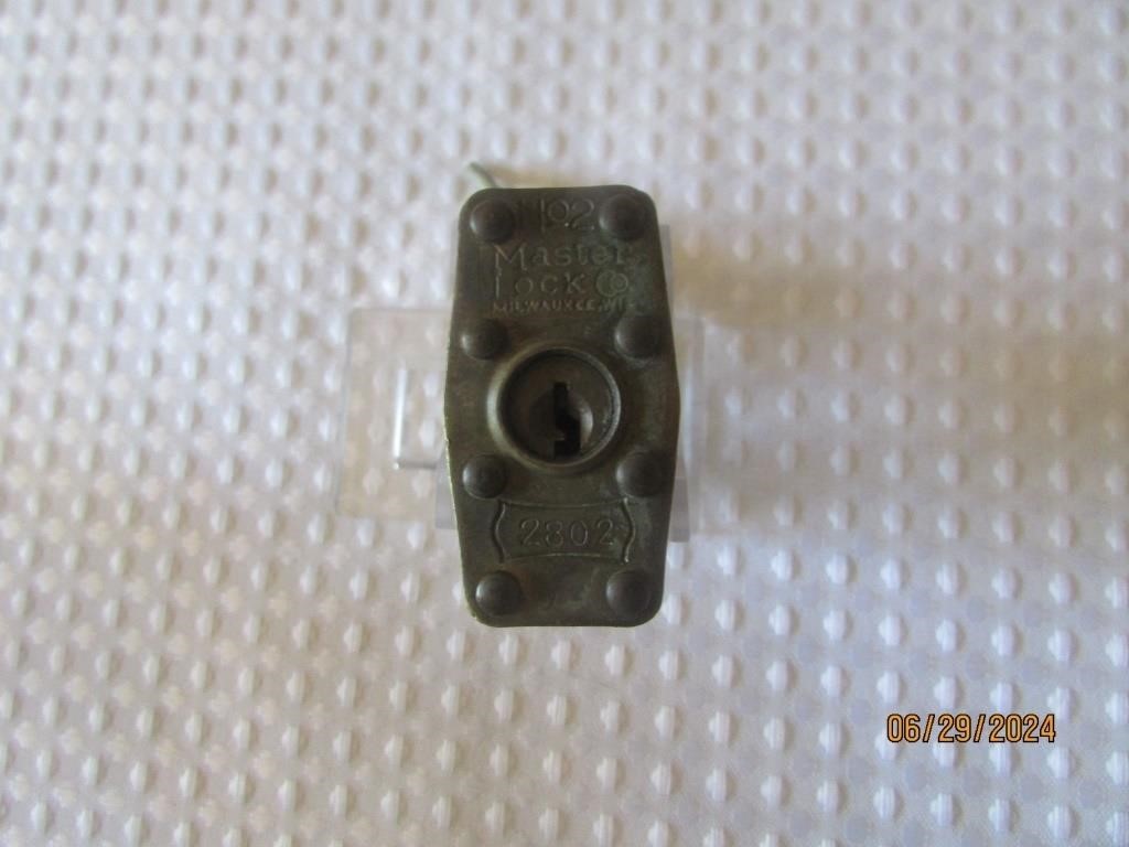 Vintage Master Lock Co. #2 Brass Padlock Lion Key