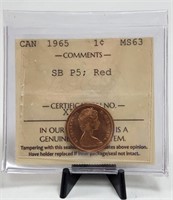 1965 Canada Cent ICCS SB Pointed 5 MS63