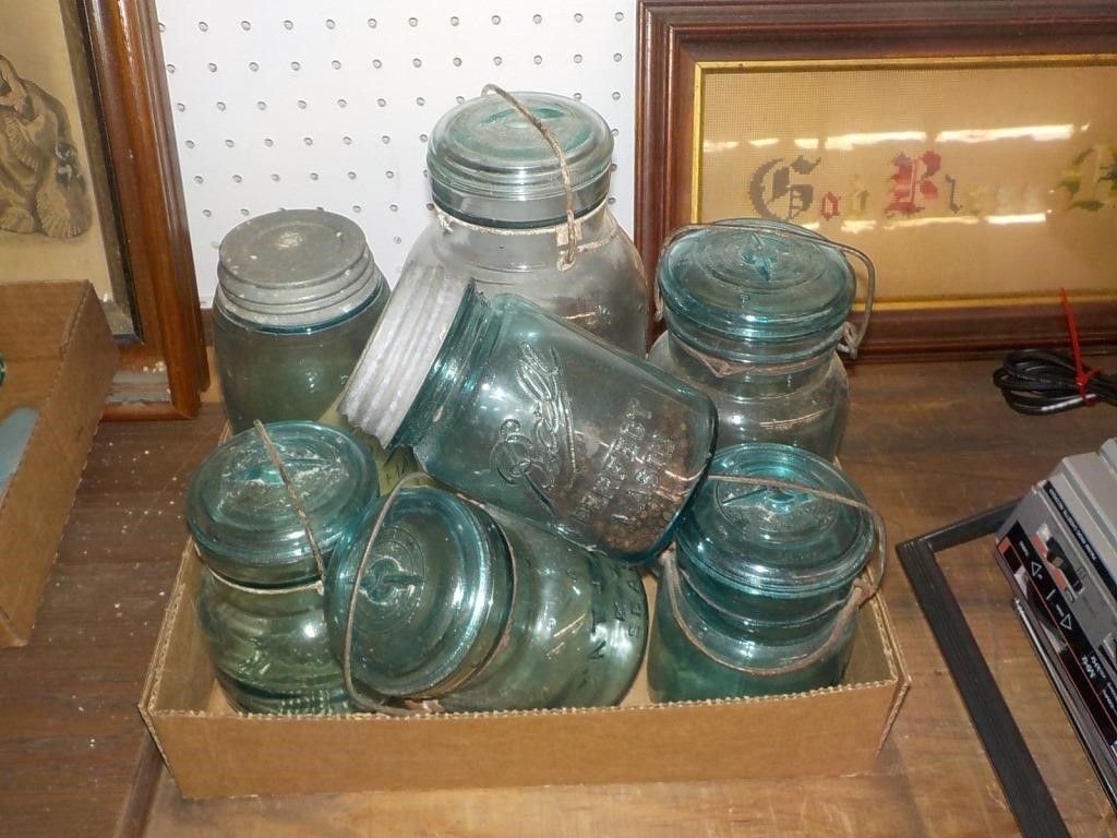 Blue canning  jars