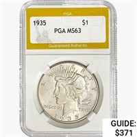 1935 Silver Peace Dollar PGA MS63