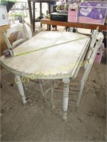 Antique Wood Drop Side Farm Table & Chair Set