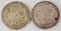 1921 & 1900 Morgan Silver Dollars