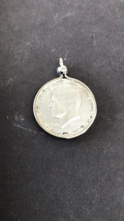 1964 KENNEDY SILVER HALF DOLLAR PENDANT