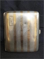 Sterling silver & 14kt gold-inlaid cigarette case