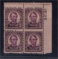 US STAMP SCOTT# 661, PLATE BLOCK, MLH, SCV:$250.00