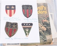 WWII PHOTO ALBUM W THEATER MADE PATCHES LETTERS