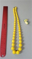 Yellow necklace and earrings