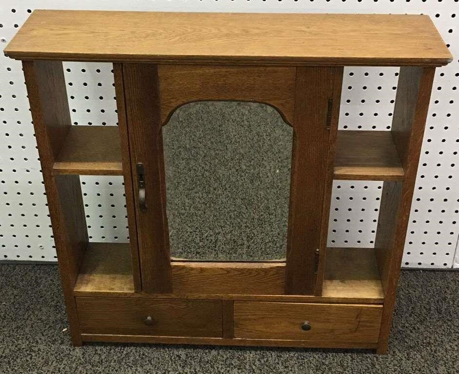 Oak Shelf With Mirrored Door