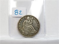 1853 P Seated Half Dollar with Arrows 90% Silver