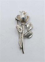 Sara Covington Signed Sterling Silver Rose Brooch