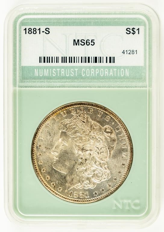 Coin 1881-S Morgan Silver Dollar-NTC-MS65