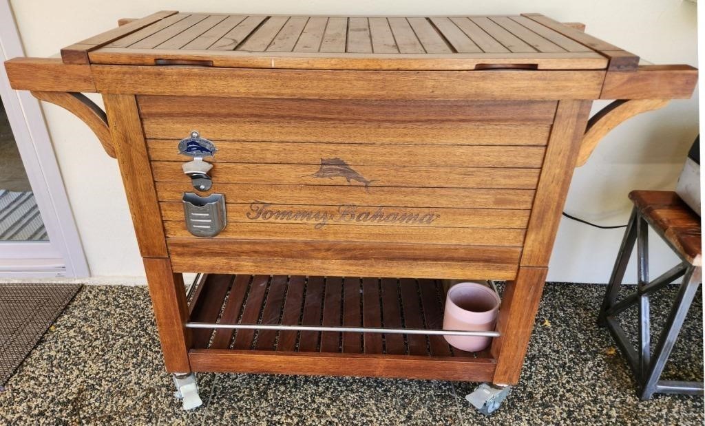 L - WOODEN WHEELED COOLER BAR CART (Y4)