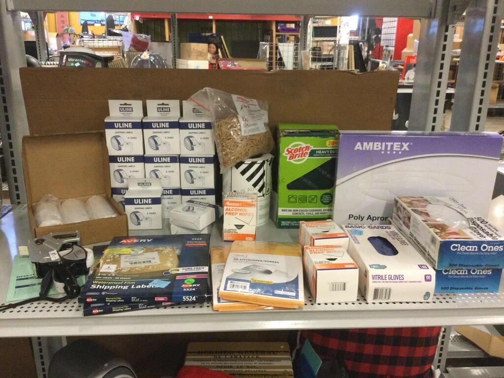 Nib office supplies. Ship labels, gloves and more.
