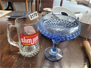 SLIM JIM MUG AND BLUE CANDY DISH